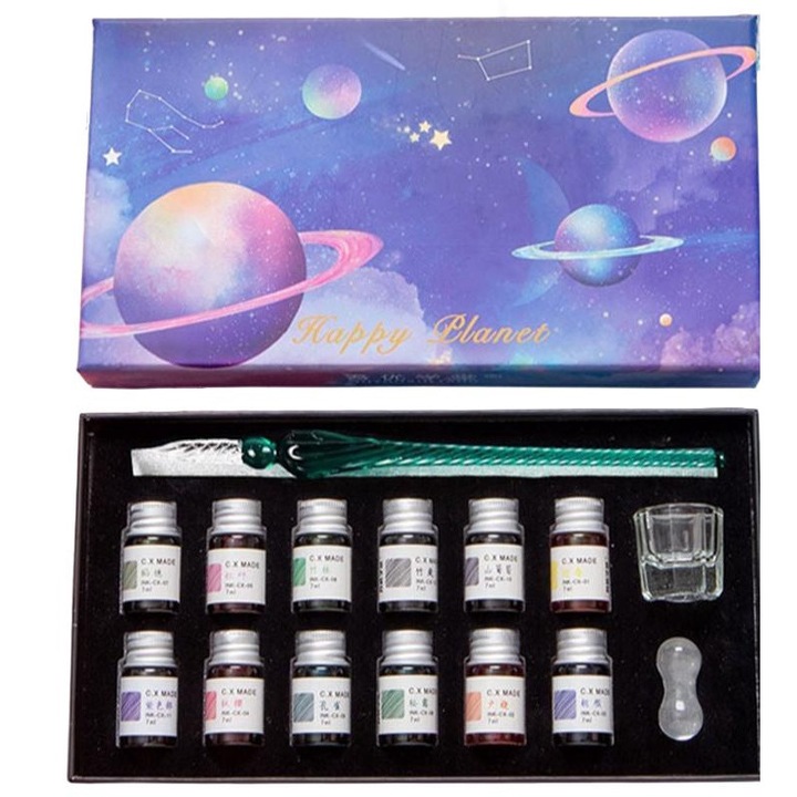 Set stilou caligrafie, 15 Piese, Multicolor