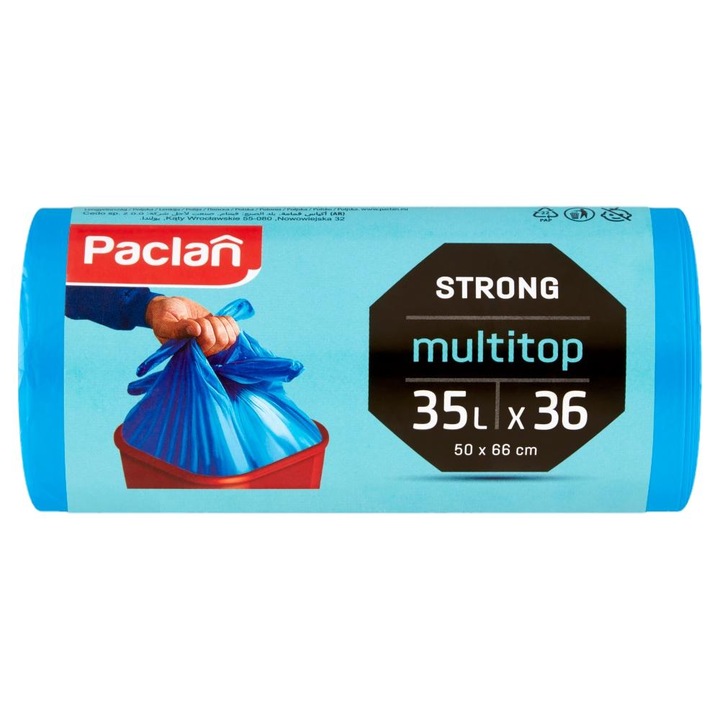 Saci de gunoi, Multitop Strong Paclan, 35 L, 36 Buc