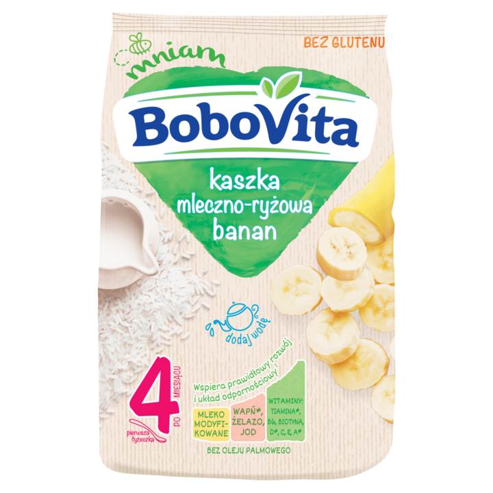 Terci de orez si banane pentru bebelusi +4 luni, Bobovita, 230g