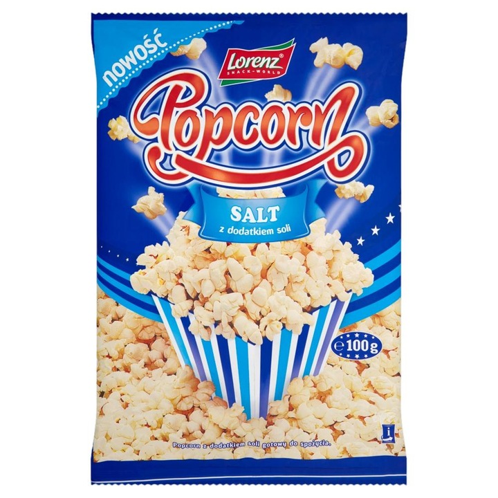 Popcorn cu sare, Lorenz, 100 g