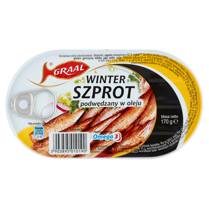 Conserva sprot de iarna afumat in ulei, Graal, 170 g