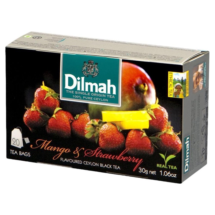 Ceai negru, Dilmah, Mango/Capsuni, 30 g