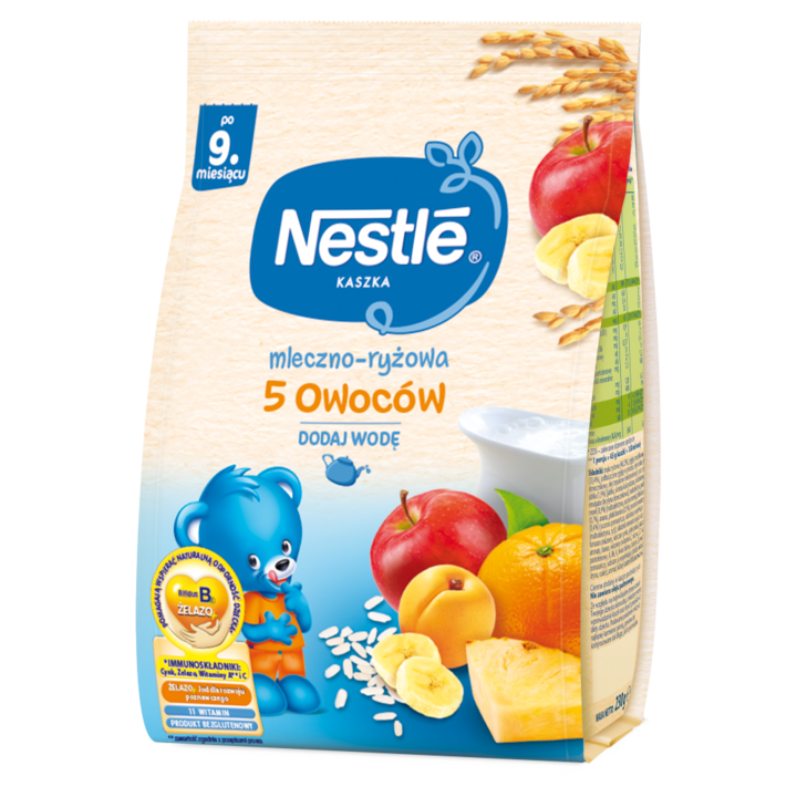 Terci de lapte si orez pentru bebelusi Nestle, Fructe, 230 g