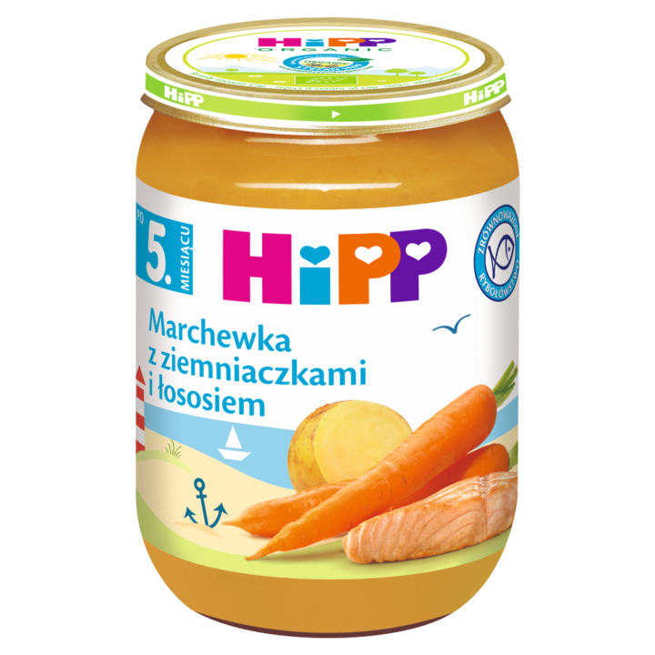 Piure bebelusi Hipp, Carrot with Potatoes and Salmon, 190g