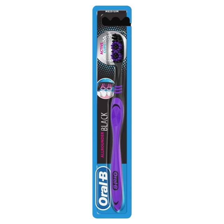 Periuta de dinti, Oral-B, Allrounder, Maner ergonomic, Mov/Negru