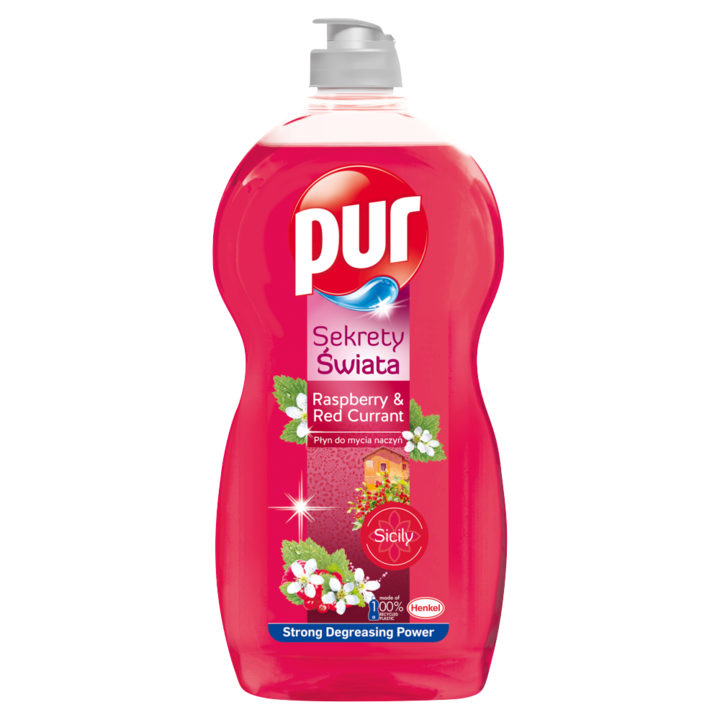 Detergent vase Pur, 1200 ml, parfum zmeura si coacaze rosii