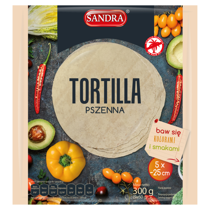 Tortilla de grau, Sandra, 300 G