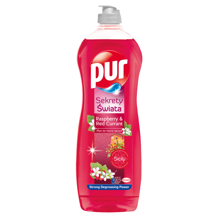 Detergent vase Pur Sekrety Swiata, aroma Zmeura & Coacaze Rosii, 750ml