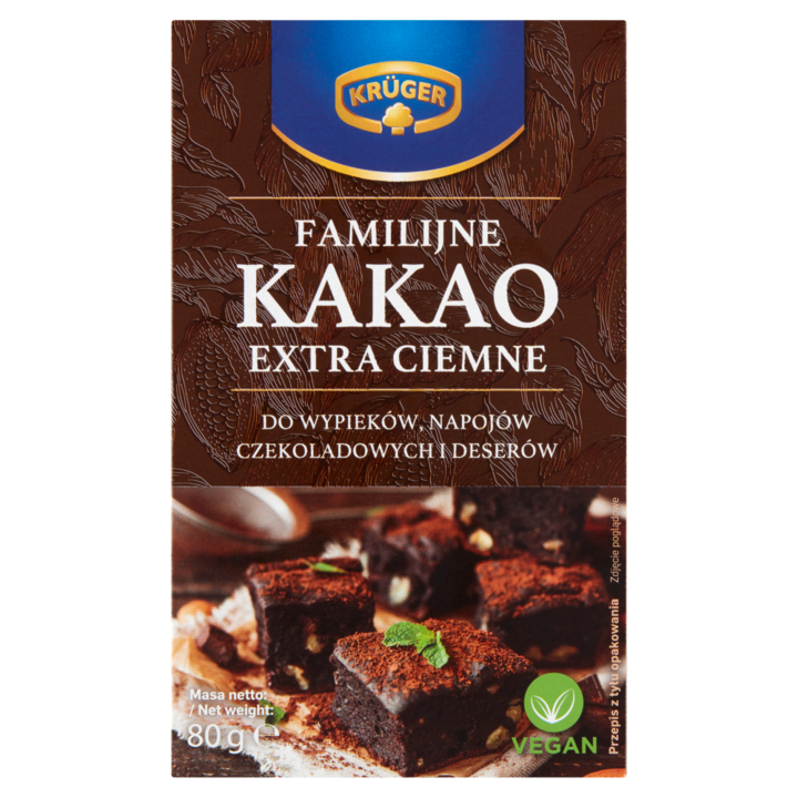 Cacao Extra Ciemne Kruger 80g, vegan, pentru deserturi si bauturi