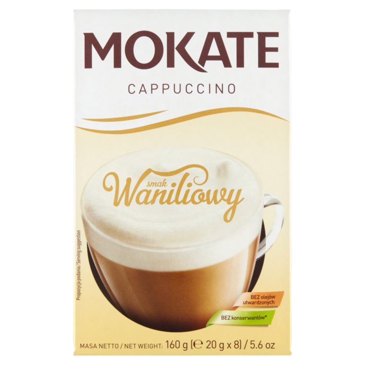 Cappuccino, Mokate, Vanília ízű, 8 x 20 g