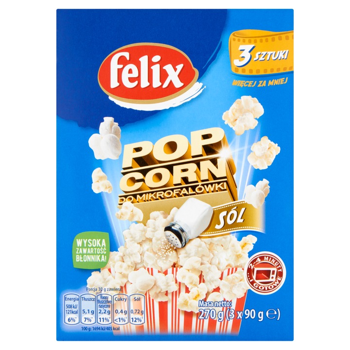 Popcorn cu sare, Felix, 270 g (3 x 90 g)
