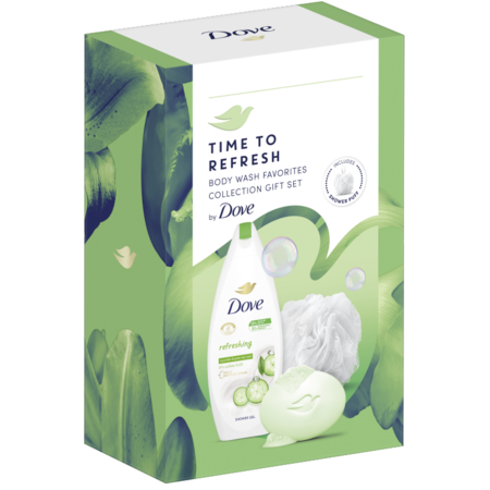 Set cadou Dove: Gel de dus Dove Refreshing, 250 ml + sapun solid