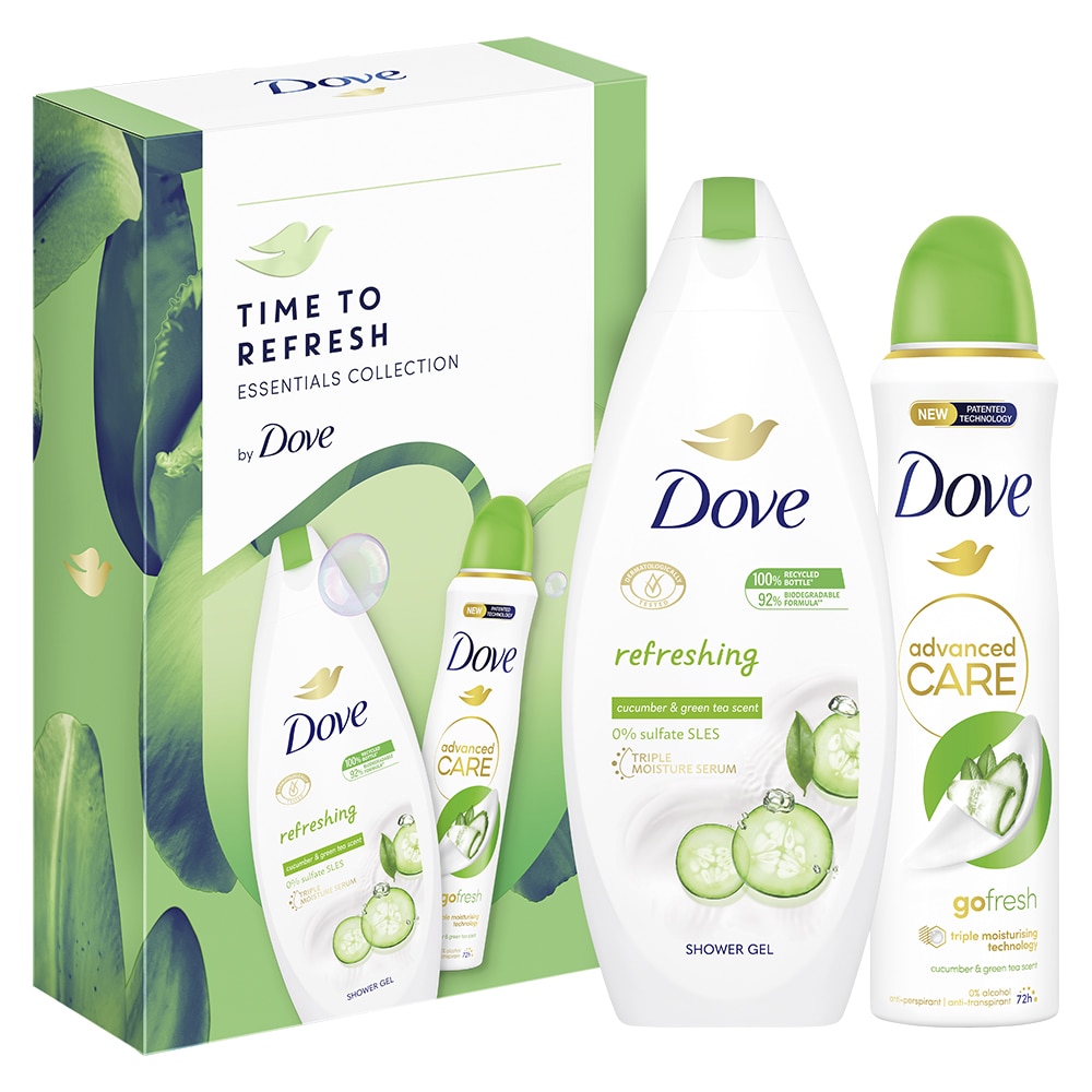 Подаръчен комплект Dove: Душ гел Dove Refreshing, 250 мл + Дезодорант ...