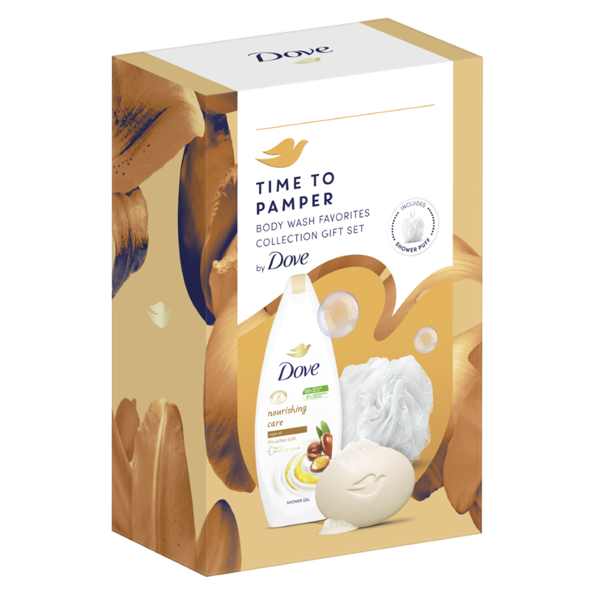 Set cadou Dove: Gel de dus Dove Nourishing Care 250ml + sapun