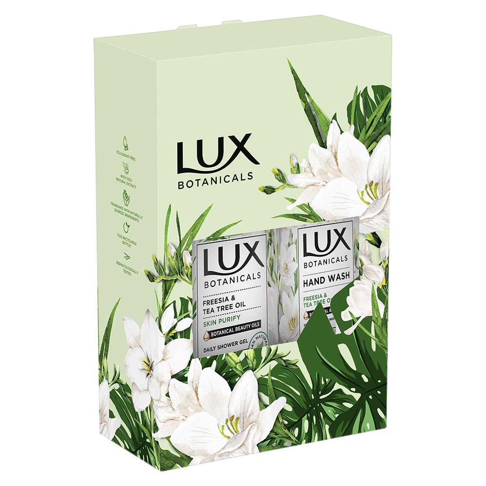 Подаръчен комплект LUX botanicals: Душ гел LUX Фрезия и масло от чаено ...