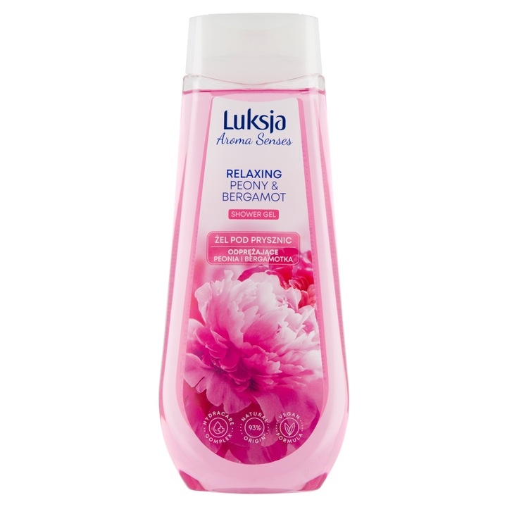 Relaxáló tusfürdő bazsarózsával és bergamottal Aroma Senses, Luksja, Bőrgyógyászatilag tesztelt, 500 ml