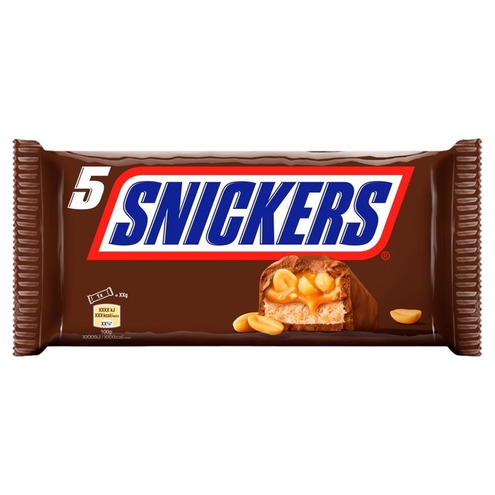 Set 5 batoane cu ciocolata, Snickers, 5 x 50 g