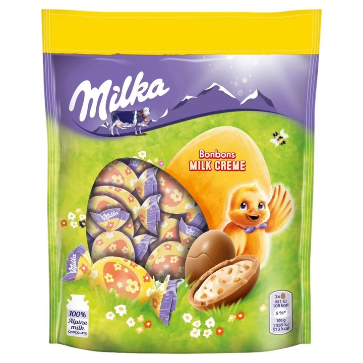 Млечен шоколад, Милка, С млечен пълнеж и парченца лешник, 86гр
