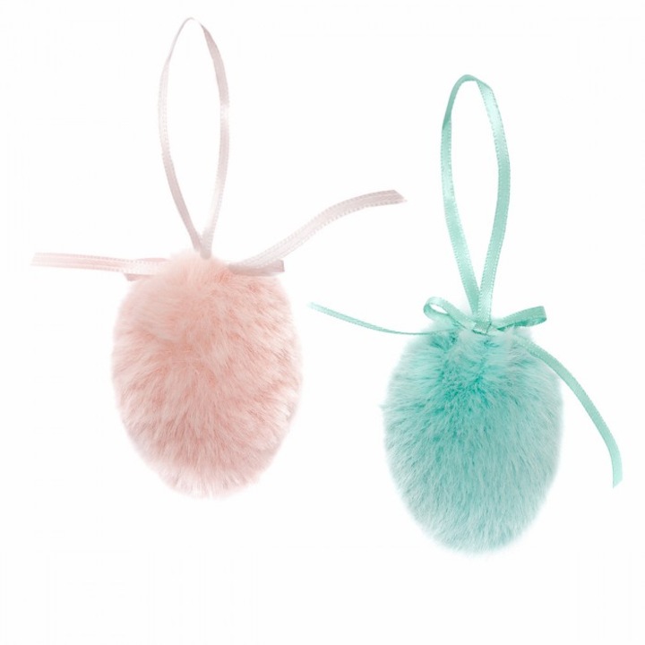 Oua pastelate decorative, dp Craft, 6cm, 2 buc, turcoaz/roz