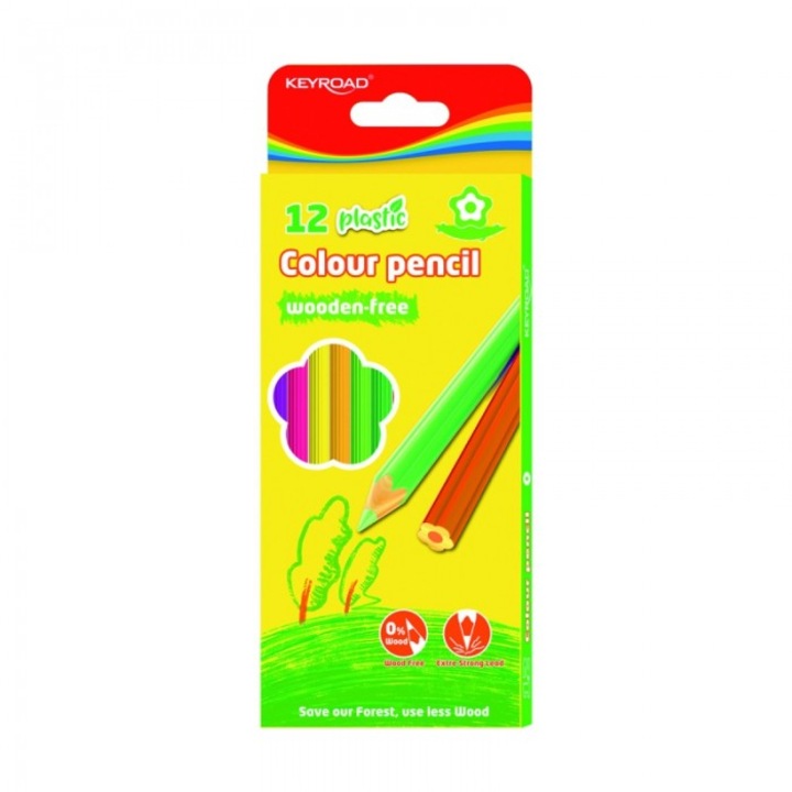 Set creioane colorate, KEYROAD, 12 culori
