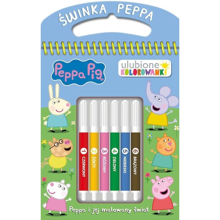 Комплект книжка за оцветяване с маркери, Media Service Zawada, модел Peppa Pig, 18 страници, Многоцветен