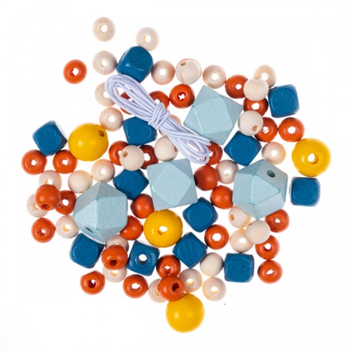 80 db-os gyöngy készlet, Dp Craft, Fa, többszínű