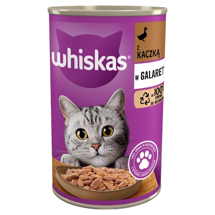 Hrana umeda pentru pisici adulte, Whiskas, Aroma de rata, 400 g