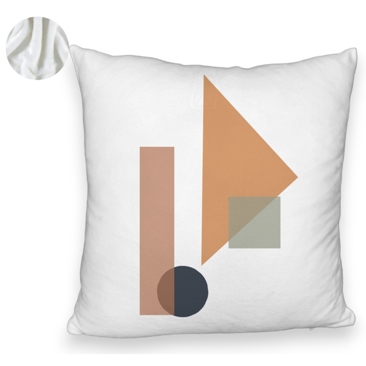 Perna Decorativa Fluffy, Model Forme Geometrice 1, Multicolor, 40x40 cm, Alba, Husa Detasabila, Burduf