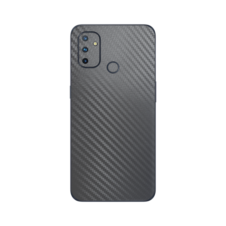 Folie Protectie iSkinz pentru OnePlus Nord N100 - Carbon Negru, Simple Cut, Skin Adeziv Cover pentru Carcasa Spate