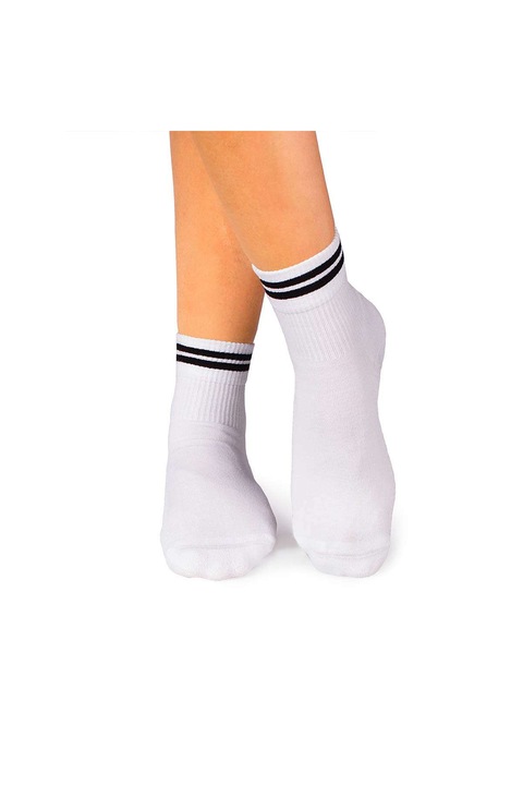 Бели чорапи от органичен памук с 2 черни ивици Active Day