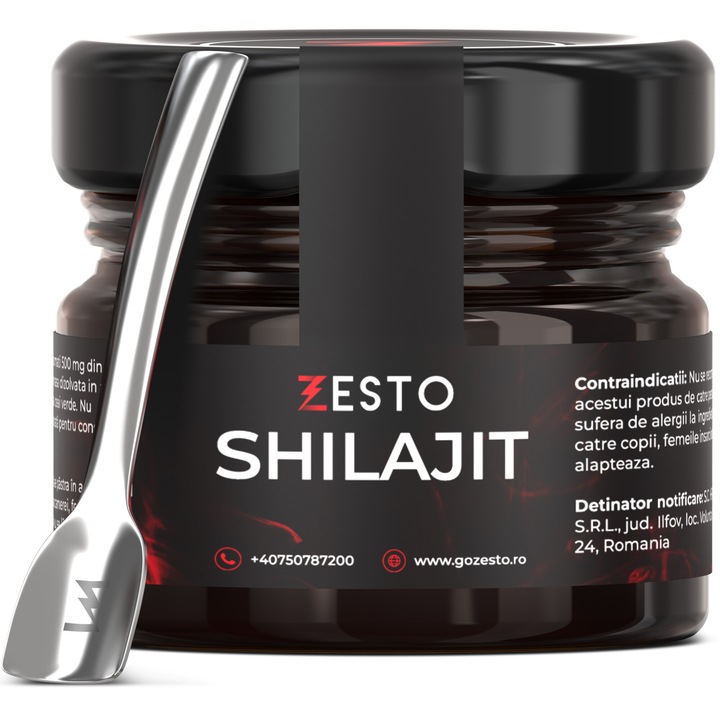 Хранителна добавка Zesto, 20 г, Чиста смола Шиладжит/Мумио, За енергия, спокоен сън и концентрация, 40 дози