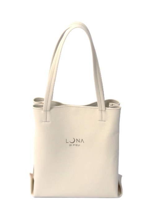 Geanta tote din piele naturala, Tauris, crem