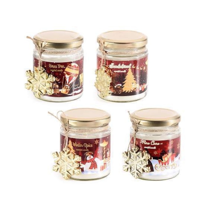 Set 4 candele parfumate Christmas 6.5x8 cm