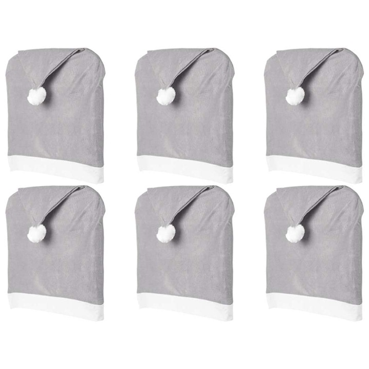 Set 6 huse scaun, tematica Craciun, gri, 58x49cm