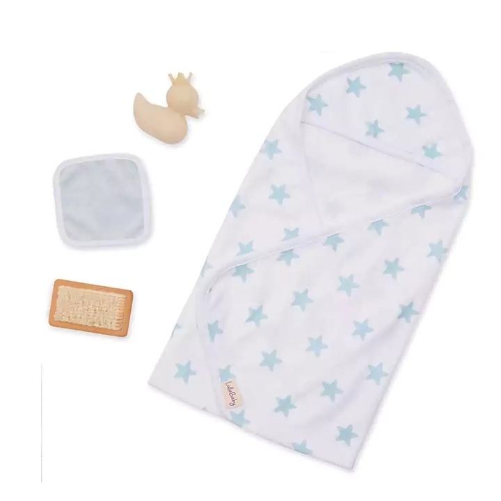 Kiegészítő készlet a 14"-es babához, Battat, Fürdőköpeny, 4 db, Kék