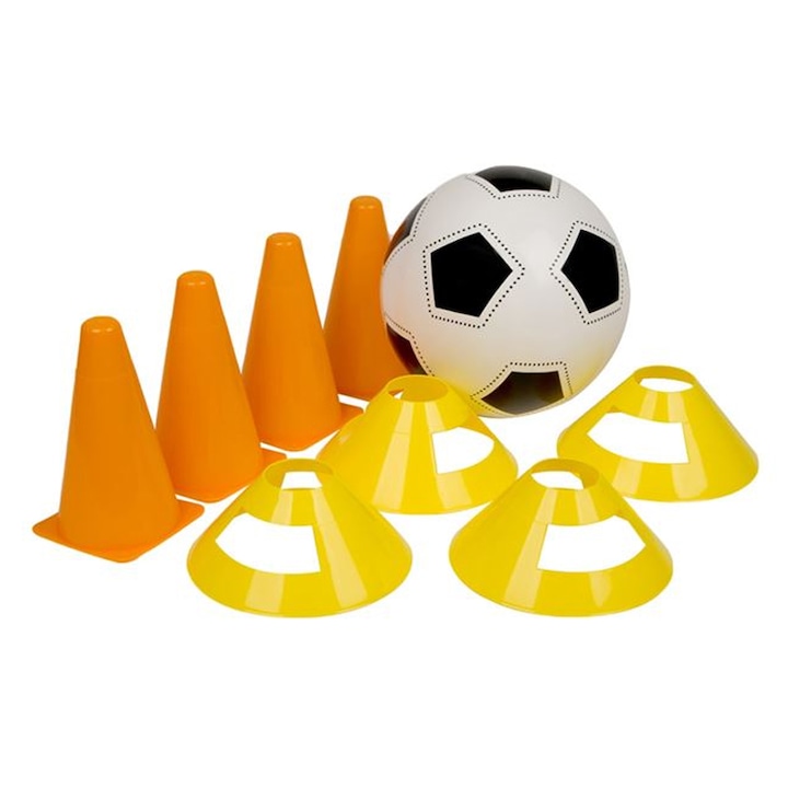 Футболен тренировъчен комплект, топка и препятствия включени, 9 части, ATU-089716