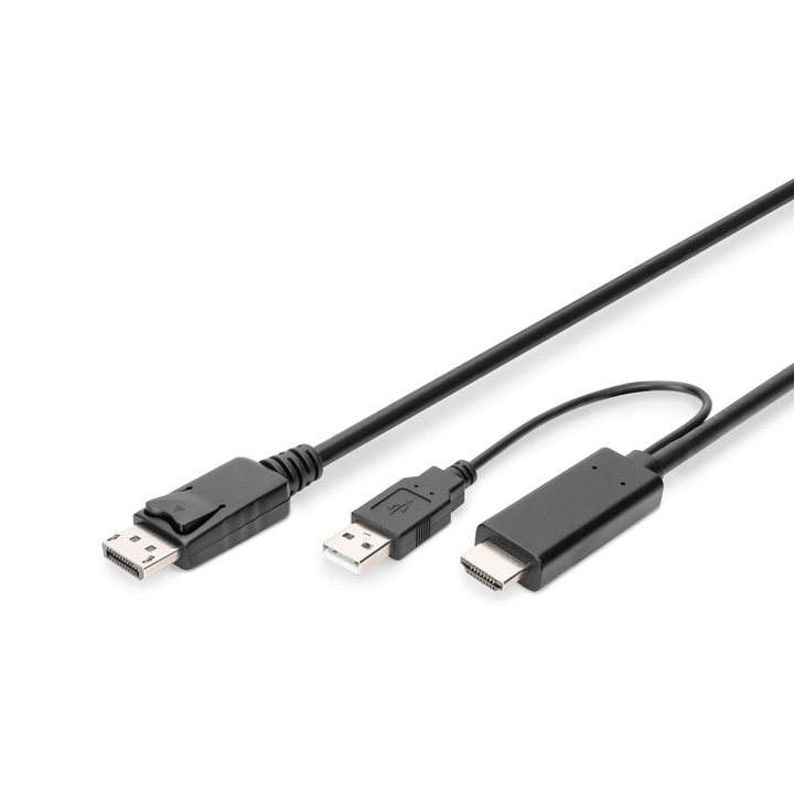 Digitus HDMI адаптерен кабел HDMI към DisplayPort 4K 2m черен, кабел