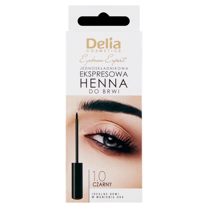 Vopsea pentru sprancene, Delia Cosmetic, 1.0 Negru, 6 ml