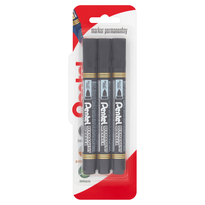 Set 3 markere permanente, Pentel, Negru