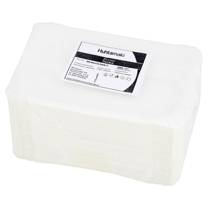 Set 200 tavi de unica folosinta, Huhtamaki, Carton, 20.6 x 13.5 x 0.7cm, Alb
