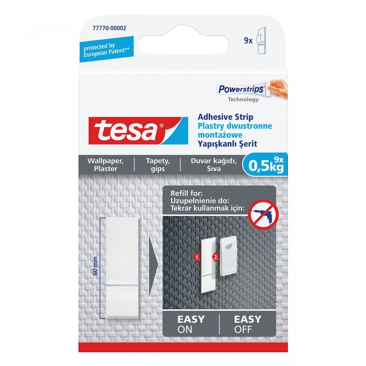 9 Монтажни лепила за стена, Tesa, макс 500гр
