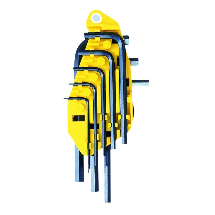 Set 8 chei hexagonale, Stanley, 1/16""-1/4", Galben/Argintiu