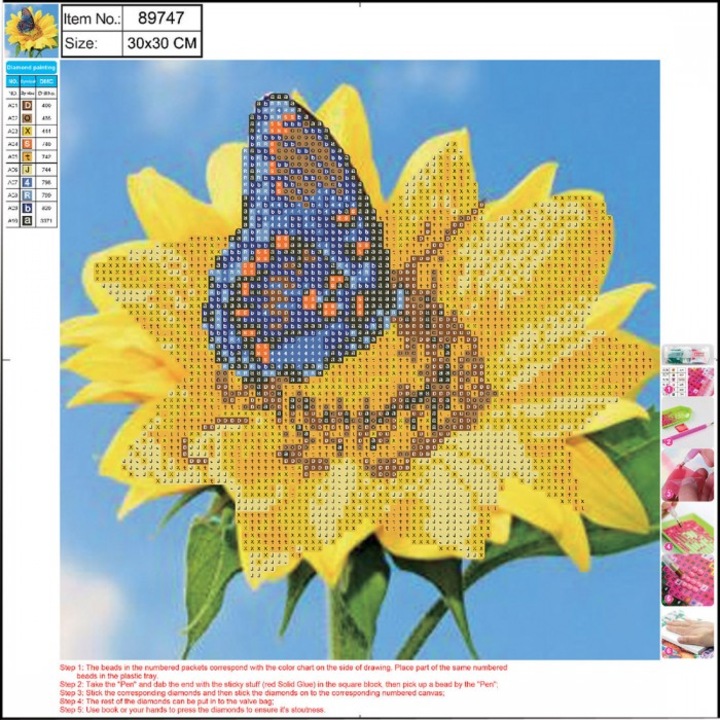 Kit mozaic diamant 5D, PANTA PLAST, 30 x 30 cm, Multicolor