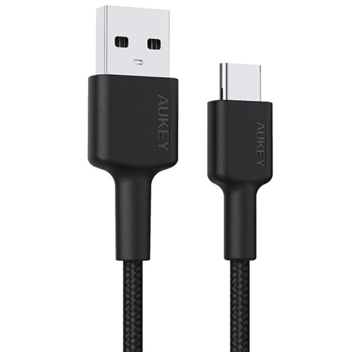Кабел AUKEY CB-CA2, USB, 2m, USB 3.2 Gen 1, USB-A, USB-C, черен