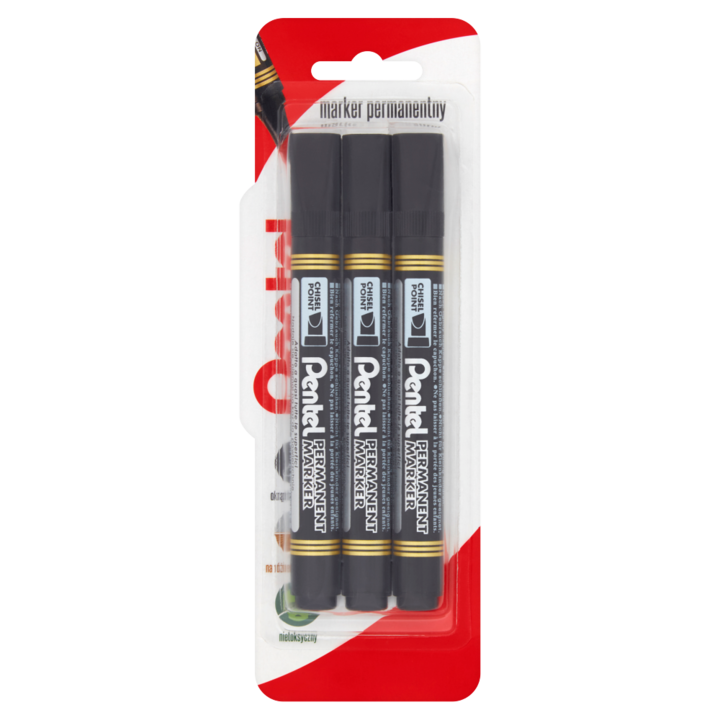 Set 3 markere permanente, Pentel, Negru