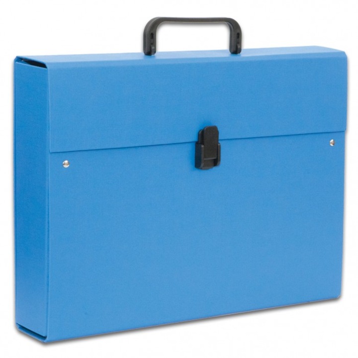 Mapa cu maner, Penmate, PVC, A4, 6.5 cm, Albastru