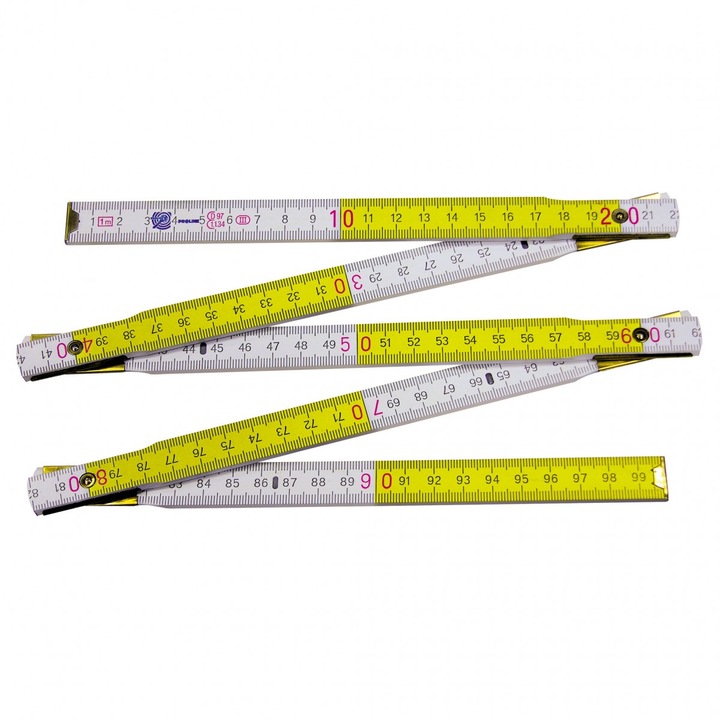 Összecsukható fa vonalzó, 1M, Proline, Sárga