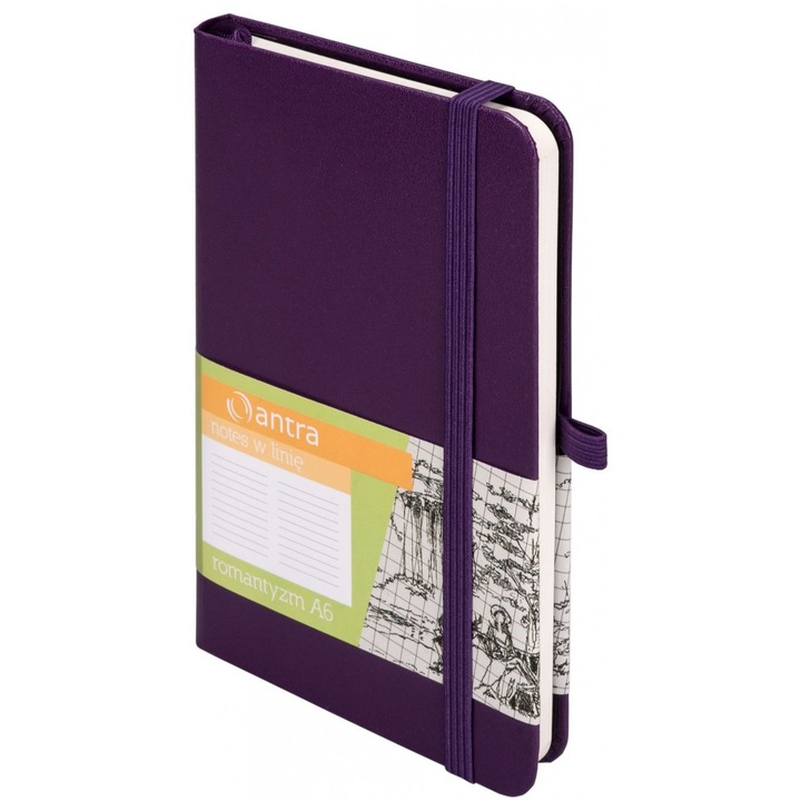 Agenda, Antra, 160 pagini, 90x140 mm, piele naturala, Violet
