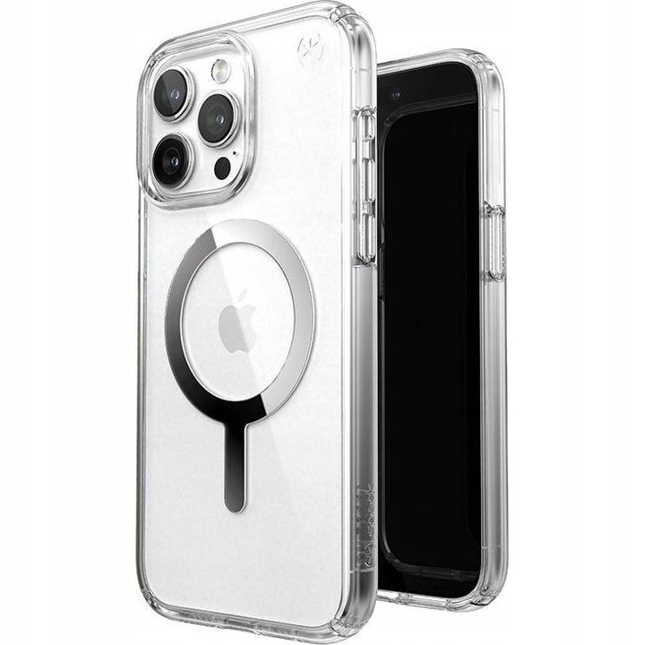 Presidio Perfect átlátszó tok iPhone 15 Pro Maxhez, foltos, műanyag, átlátszó / ezüst