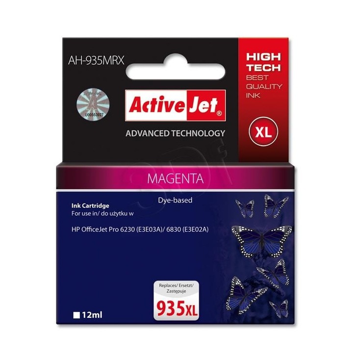 Резервно мастило inkAH-935MRX за HP 935XL C2P25AE, ActiveJet, червено, 12 ml